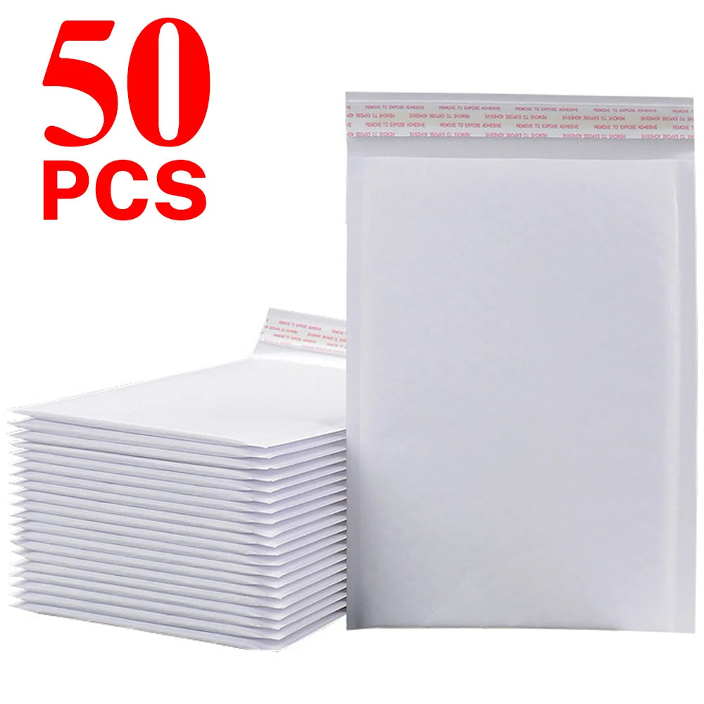 10-50PCS White/Yellow Kraft Bubble Film Mailing Envelope Bag Customizing Lightweight Shipping Protection Bubble Padded Envelopes
