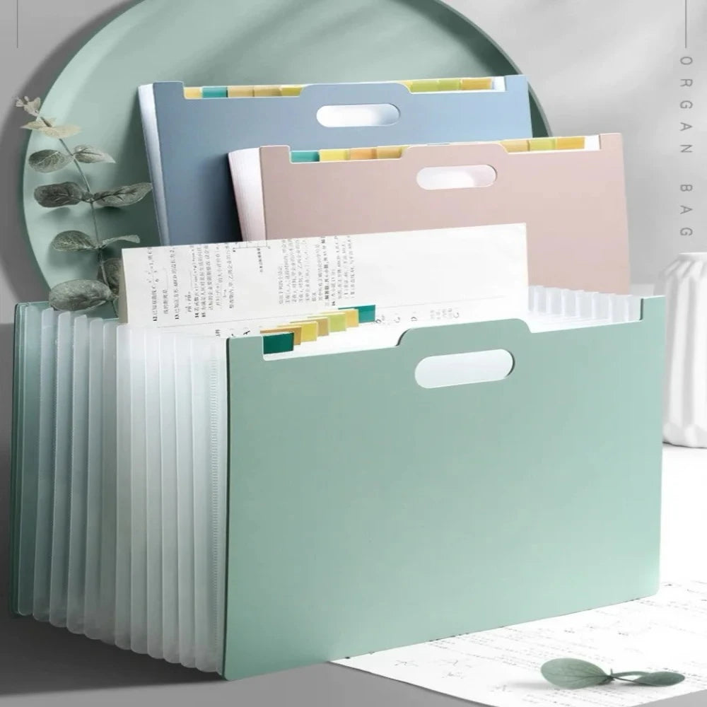 13 Grid Vertical Portable Expandable Accordion Bag Multi-Layer Paper Storage Bag Student Special Office Folder for File Stora