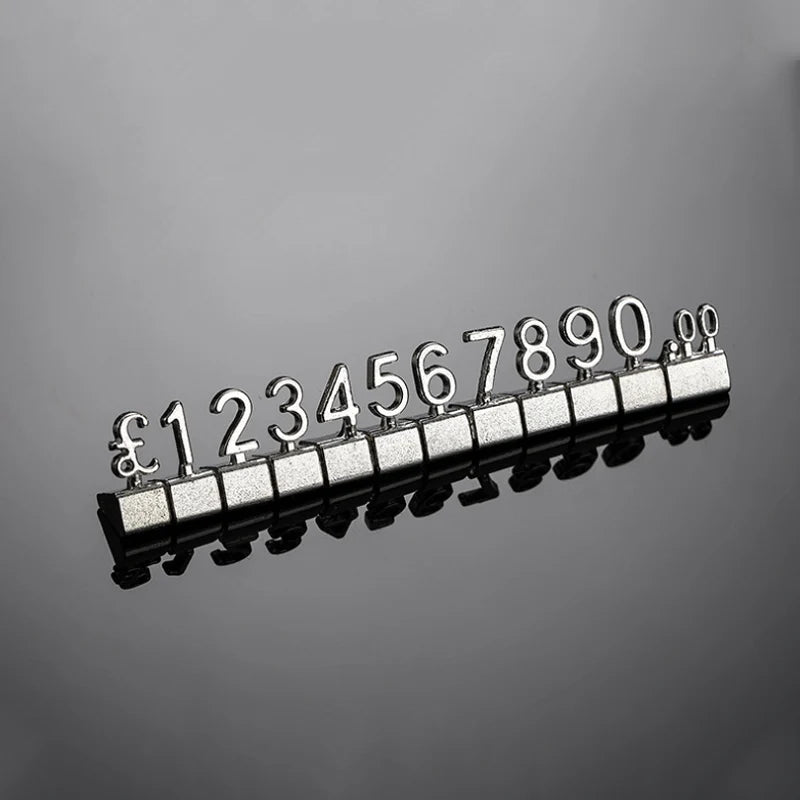10PCS Metal Price Tags Goods  Counter Jewelry Price Display Tags Adjustable Assembly Mini Dollar Euro Pound Price Tag Plate