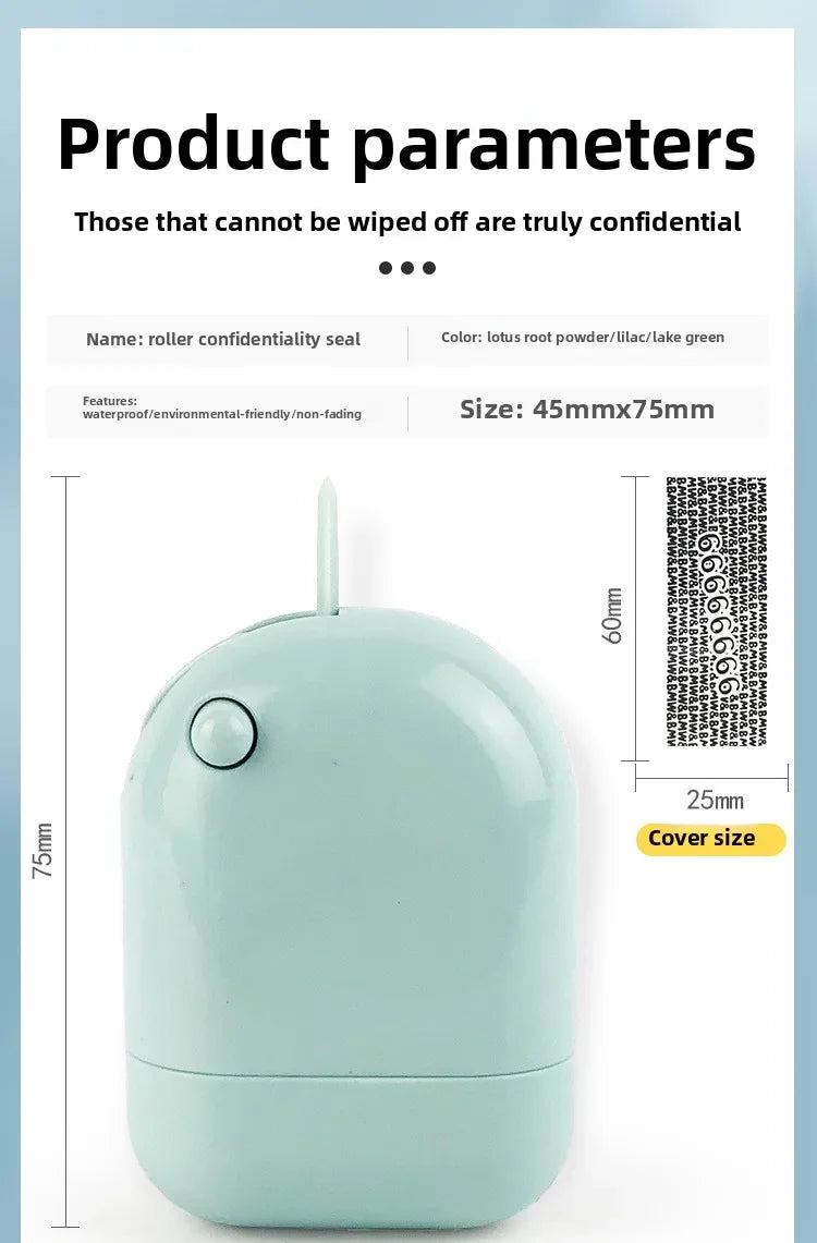 Ceramic Blade Theft Protection Roller Stamp for Privacy Confidential Data Guard Your Security Stamp Roller Privacy Seal Roller