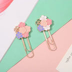 Cherry Blossom Paper Clip Creative Cute Metal Bookmark Clip Exquisite Beautiful Paper Clip Notebook Decoration Stationery