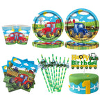  Green Tractor Birthday Party Supplies Farm Tractor Paper Plates Cup Napkins for Tractor Birthday Party Decoration Supplies
