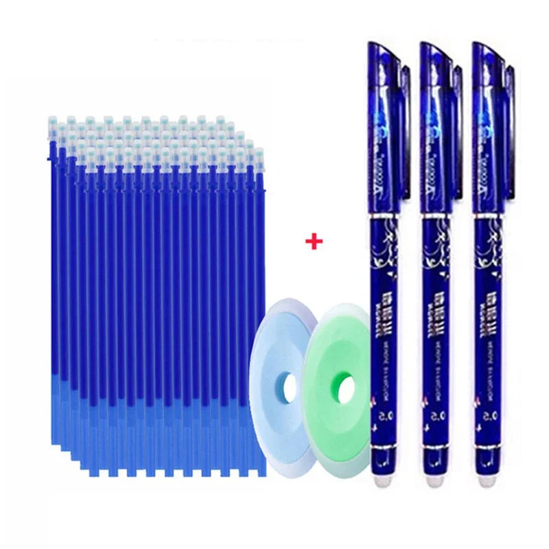 55pcs/lot Erasable Gel Pen 0.5mm Refill Rod Magic Ink Erasable Pen Washable Handle Office School Writing Tools Kawaii Stationery