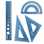 4 In 1 Aluminum Alloy Ruler Stationery Set Aluminum Alloy Multifunctional Combination Ruler Triangle Protractor for Drawing