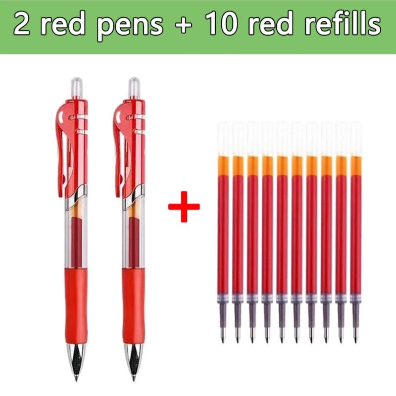 Press Gel Pen Signature pens Blue Black Red Refill Pen Bullet tip Gel Pen School office supplies art stationery