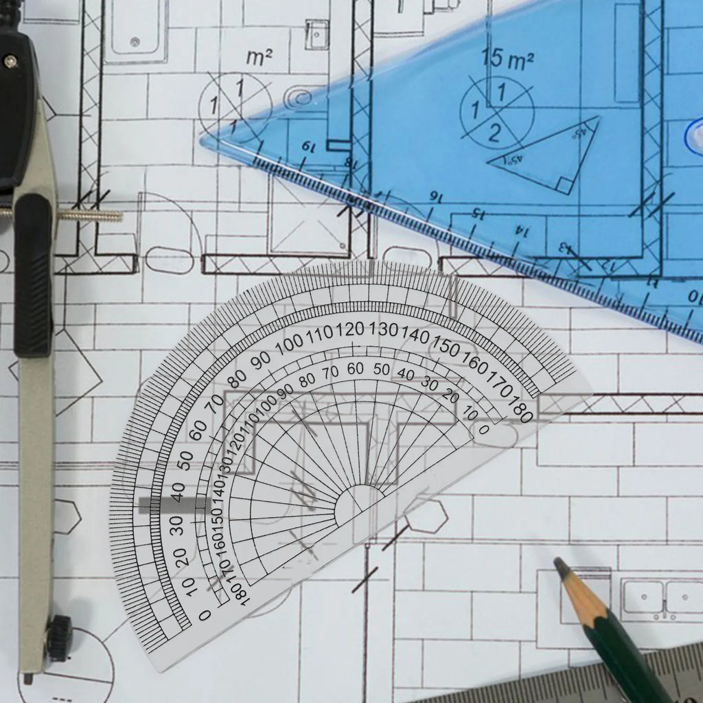 50Pcs Geometry Measuring Protractor Clear Plastic 10Cm 4Inch 180 Degree Ruler for Math Drawing Students School Office Education