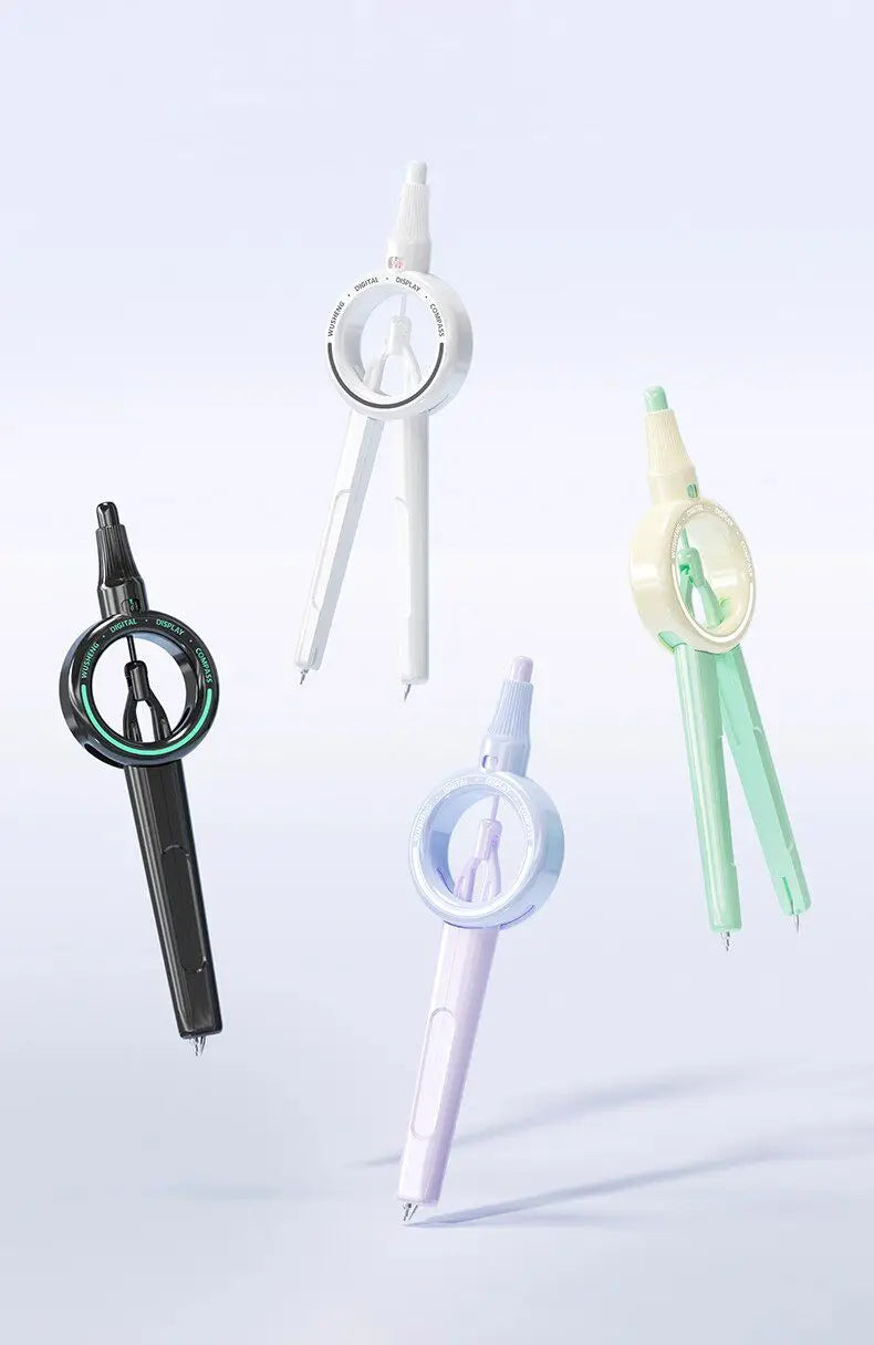 Digital Display Push-button Compass, Multi-Functional Drawing Tool,ABS Integrated Ruler & Compass, with Scale,Primary Students