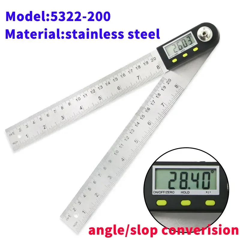 SHANHR 200mm/300 mm Digital Meter Angle Inclinometer Angle Digital Ruler Electron Goniometer Protractor Angle Finder