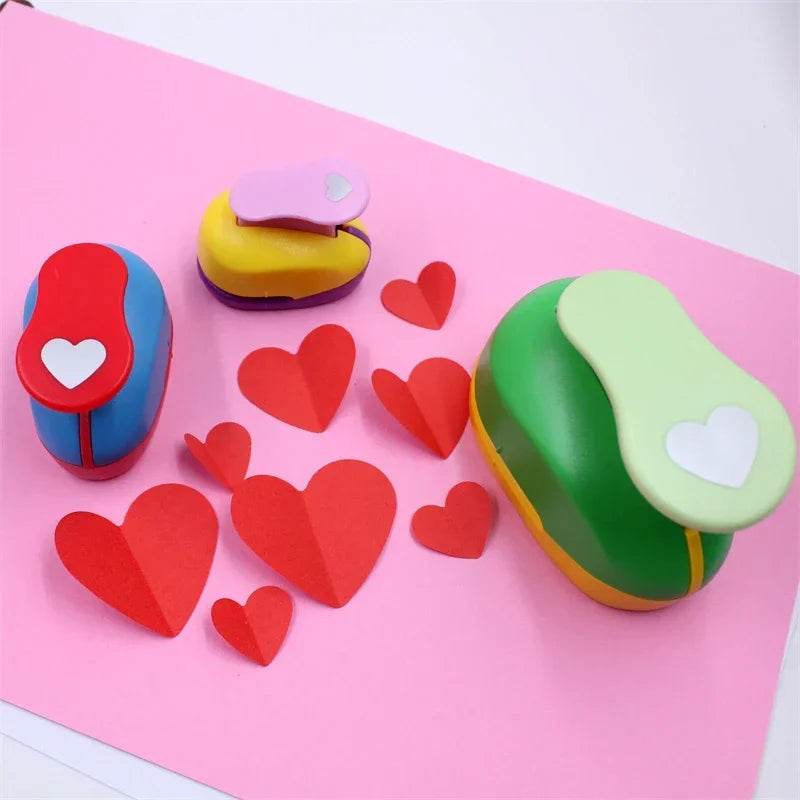 8/16/25/38/50mm Random Color Heart Punch - DIY Embossing & Paper Cutting Hole Puncher for Scrapbooking