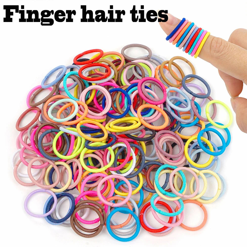 200Pcs Children Elastic Rubber Band Girls Hair Bands Kids Candy Color Ponytail Holder Ties Baby Headband Kids Hair Accessories