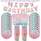 Mermaid Party Decorations Supplies Mermaid Disposable Plates Cup Napkins Set for Girls Baby Shower Mermaids Princess Birthday