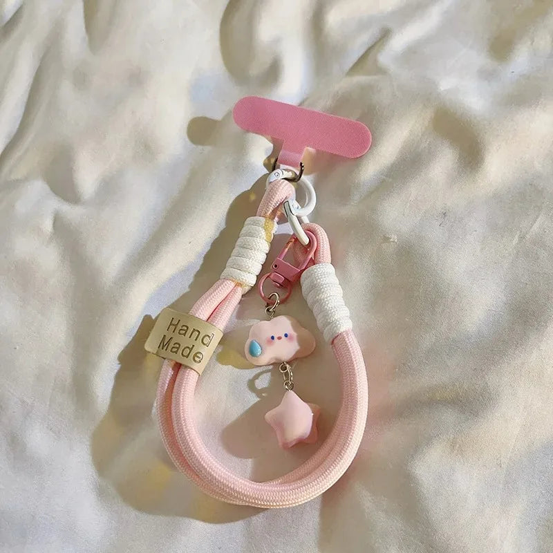Cute Clouds Star Colourful Mobile Phone Strap Short Wrist Strap Charm Keychain Camera Chain Lanyard Universal Phone Case Lanyard