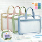 13 Layers A4 Transparent Handheld Accordion File Folder With Label Student Office Paper Organizer