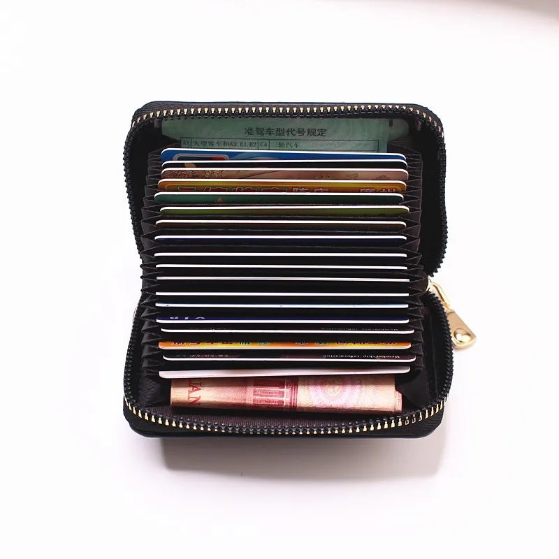 Compact Coin Purse Leather Business Credit Card Case Holder Travel Wallet for Women 20 Card Slots Small Card Pouch with