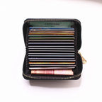 Compact Coin Purse Leather Business Credit Card Case Holder Travel Wallet for Women 20 Card Slots Small Card Pouch with
