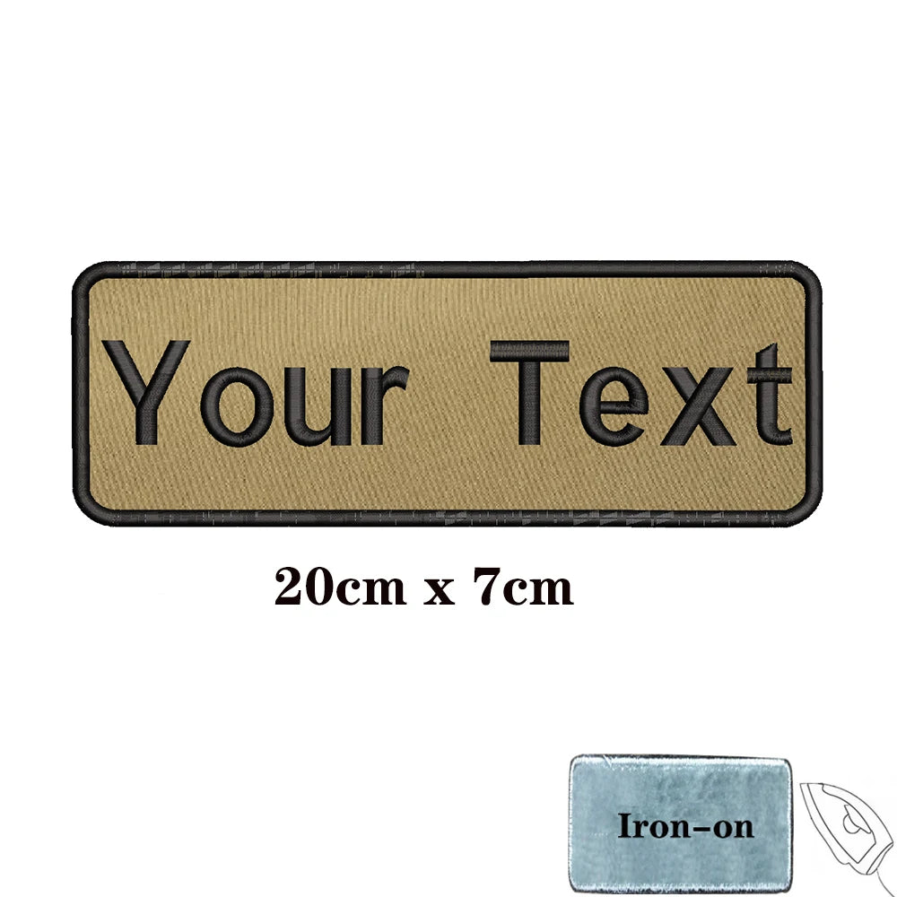 1PC Custom Personalized Name number Patch Stripes Badge tags chevrons Armband Iron On Or Hook Loop embroidered Military Khaki