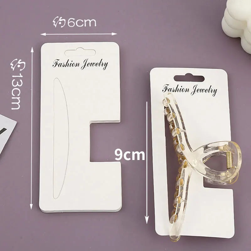 50pcs Hairpins Barrette Packing Paper Card for DIY Girl Small Grab Clip Hair Claw Display Card Hair Accessories Retail Price Tag