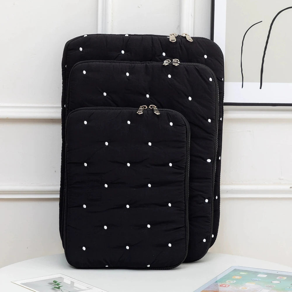 Embroidered Dot Computer Bag, Simple Solid Color Tablet Bag, Inner Bag, Laptop Storage Bag, Multiple Sizes To Choose From