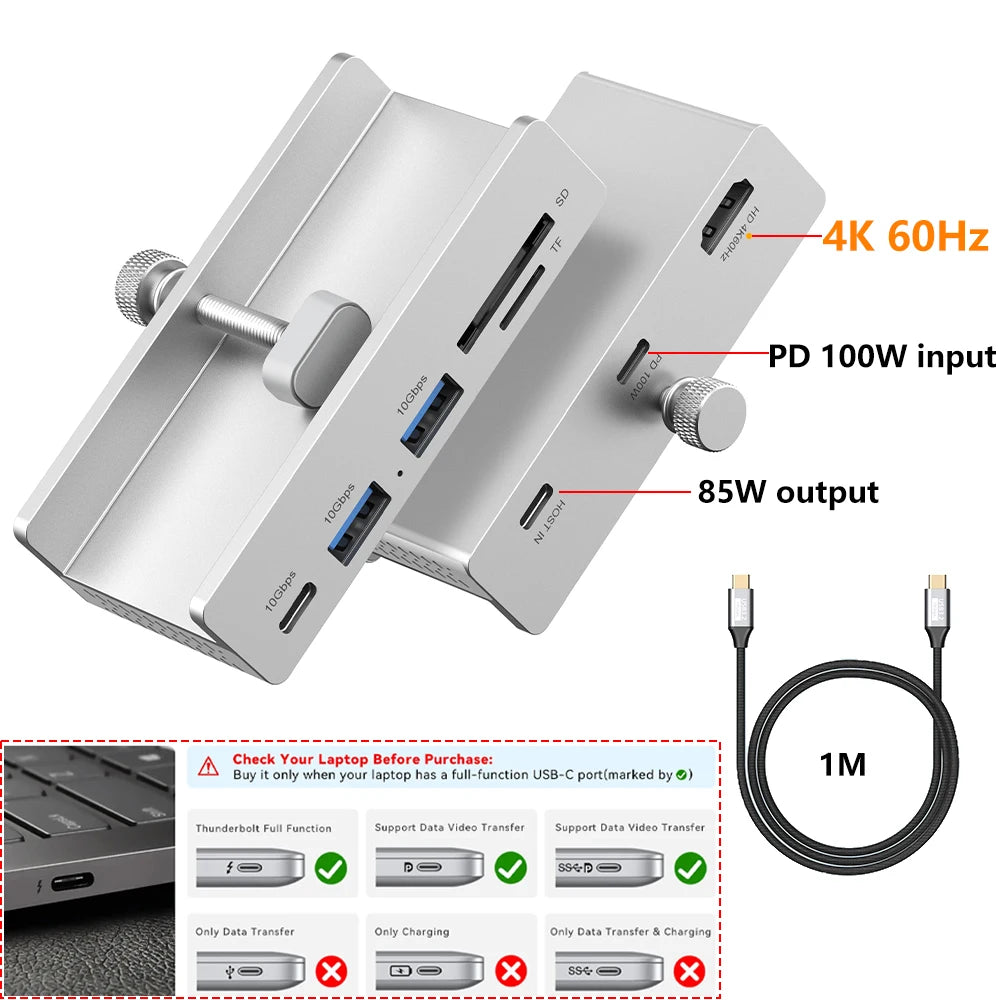 10Gbps USB HUB Clamp USB3.2/3.0/2.0 Splitter Adapter External Multi Clip Dock For iMac Macbook Lenovo Desktop PC Accessories