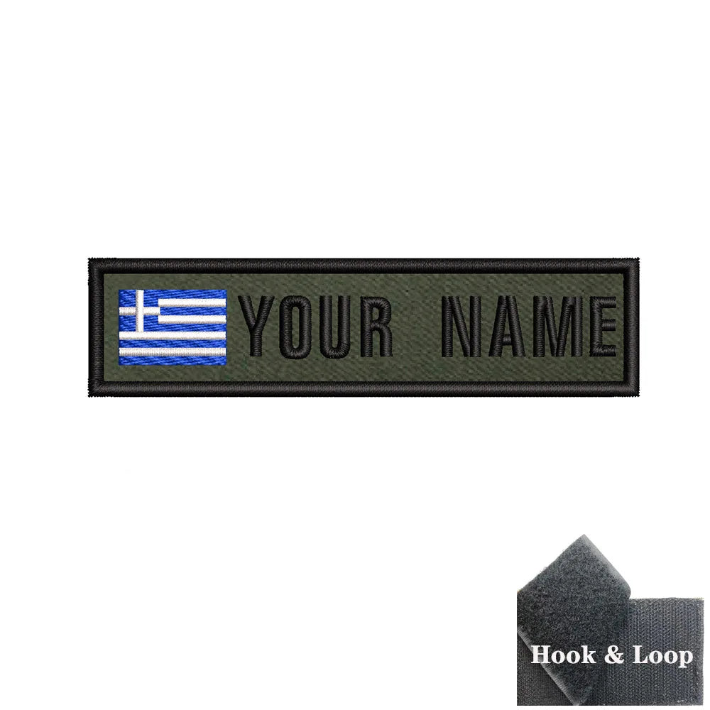 1PC 10cmX2.5cm Custom Name Flag Patch Stripes Badge Iron On Or Hook Loop Estonia Austria Bulgaria Hungary Romanian Ireland green