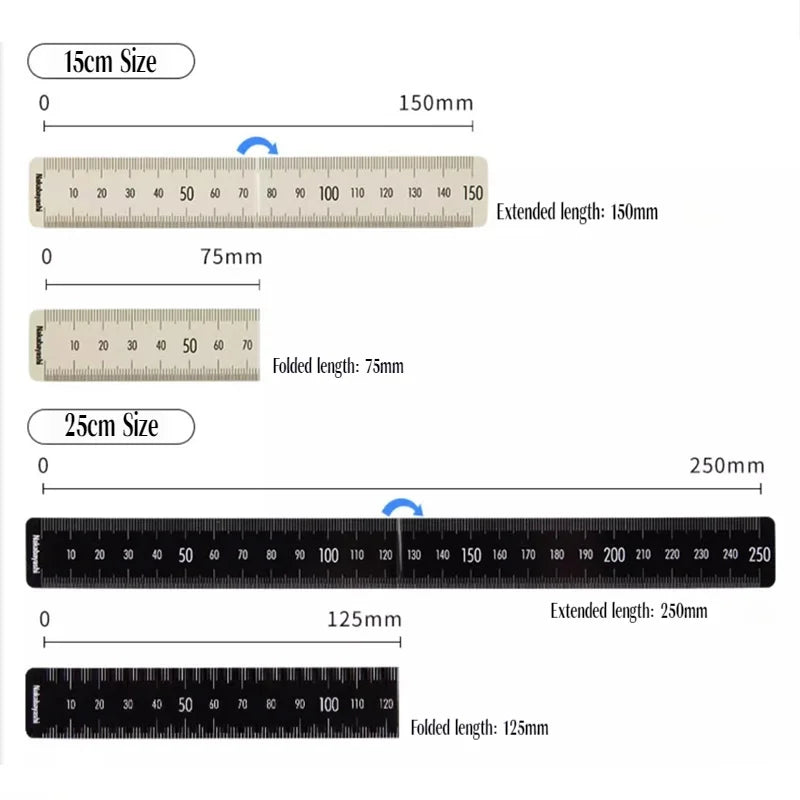 150/250mm Bookmark Rulers Flexible Folding Soft Magnetic Ruler Protable Foldable Pvc Magnetic Rulers Art Tools School Supplies
