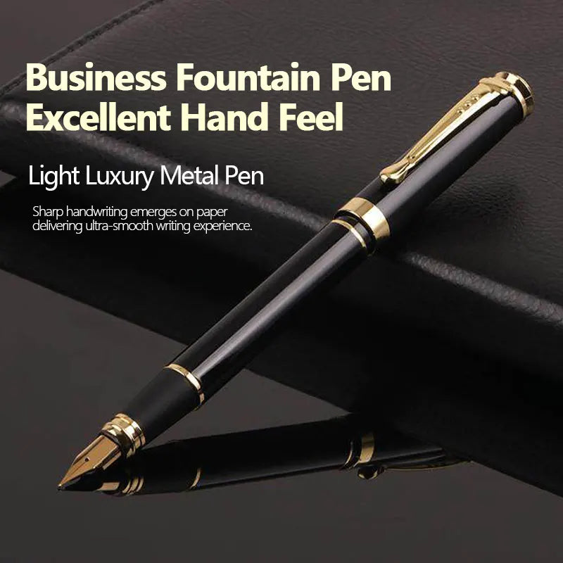 Metal Fountain Pen Business Black Heavy Feel Calligraphy Practice Pen Signing Pen High End Business and Student Use