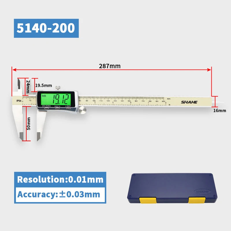 SHAHE Backlight Digital Caliper 0-6"/0-150mm Electronic Vernier Caliper Measuring Tool Digital Micrometer with Large LCD Screen