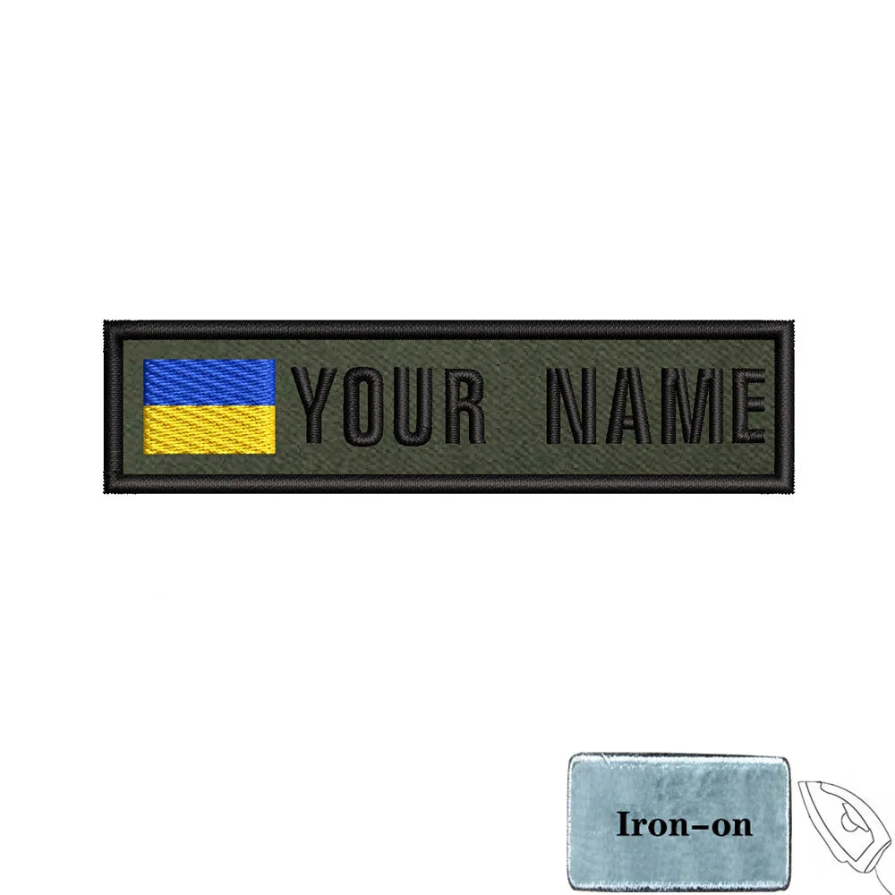 1PC 10cmX2.5cm Custom Name Flag Patch Stripes Badge Iron On Or Hook Loop Armband Germany Luxembourg Armenia Serbia green