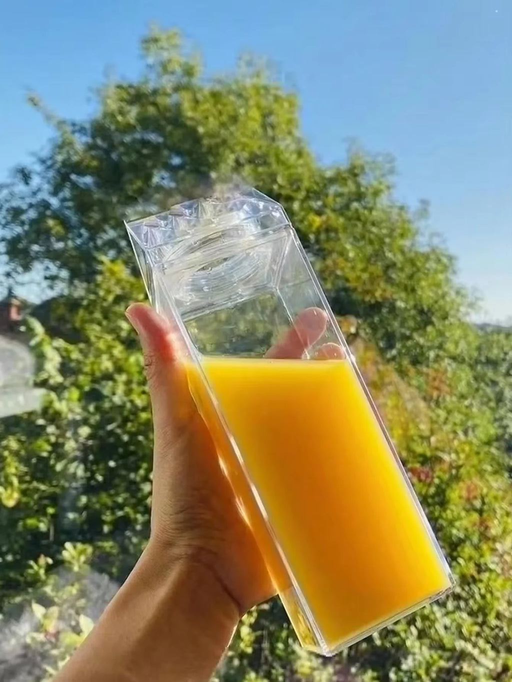 500/1000ml Milk Carton Water Bottle Transparent Plastic Portable Clear Box For Juice Tea Milk Bottles Drinking Cup