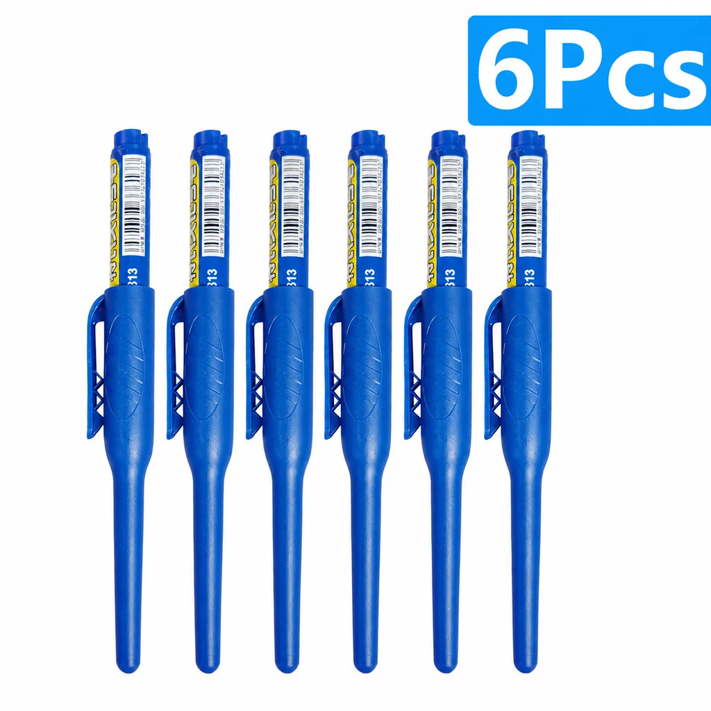 1-6Pcs 45mm Waterproof Long Head Nib Deep Hole Markers Pen Tile Carpenter Pen Multi-purpose for Woodworking Black/Blue/Red Ink