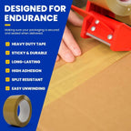 Low Noise Brown Packing Tape 72 Yards Extra Length,  Secure Sticky Brown Tape for Moving, Shipping, Sealing
