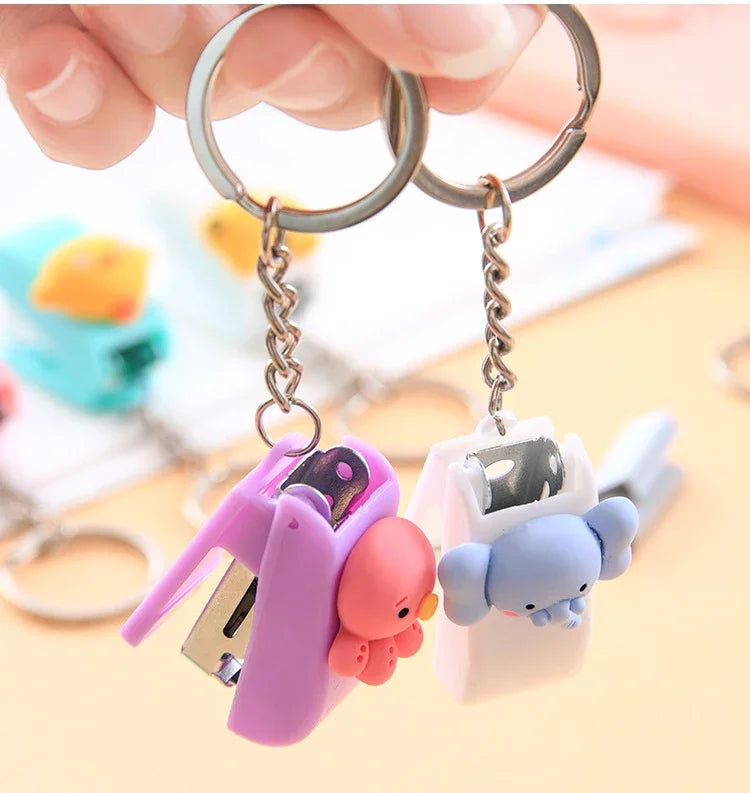 1-3sets Portable Cartoon Animal Mini Trumpet Stapler Paper Binder Stationery Staples Office Binding Tool School Kawaii Supplies