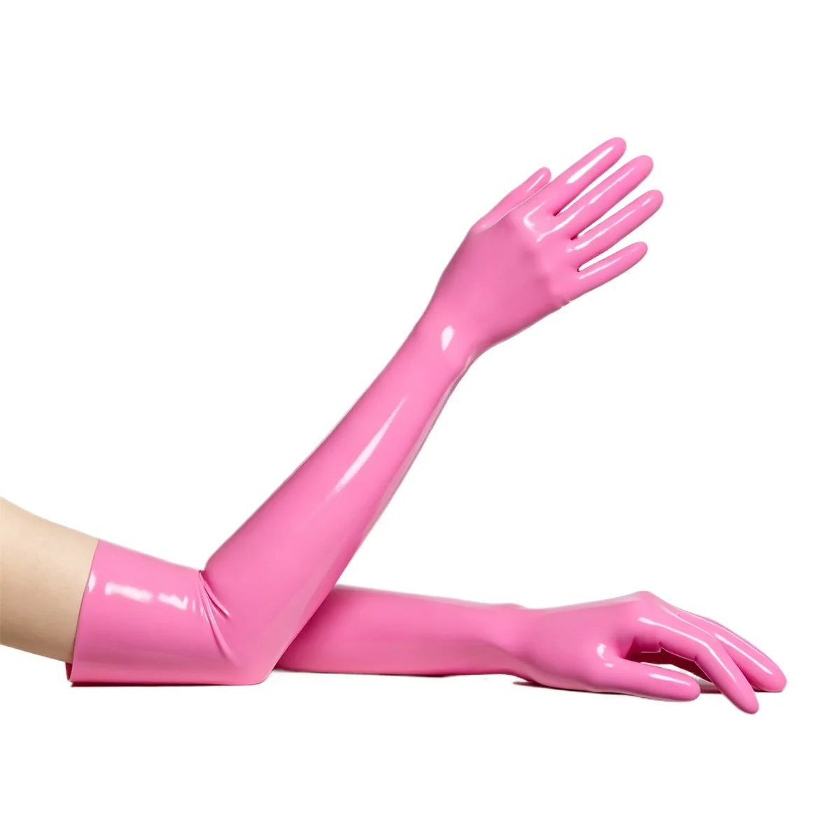 Black Latex Long Gloves Unisex Rubber Gloves Fashion Photography Props ﻿
