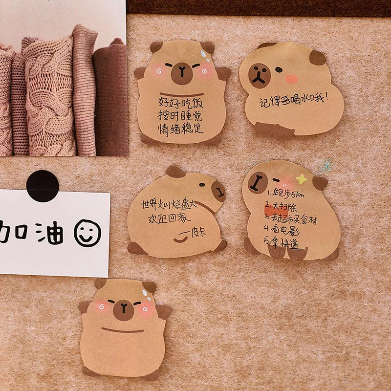30Sheets Capybara Alien Memo Pads Simple Scrapbooking Sticker School Supplies Post Sticky Notes Office Stationery