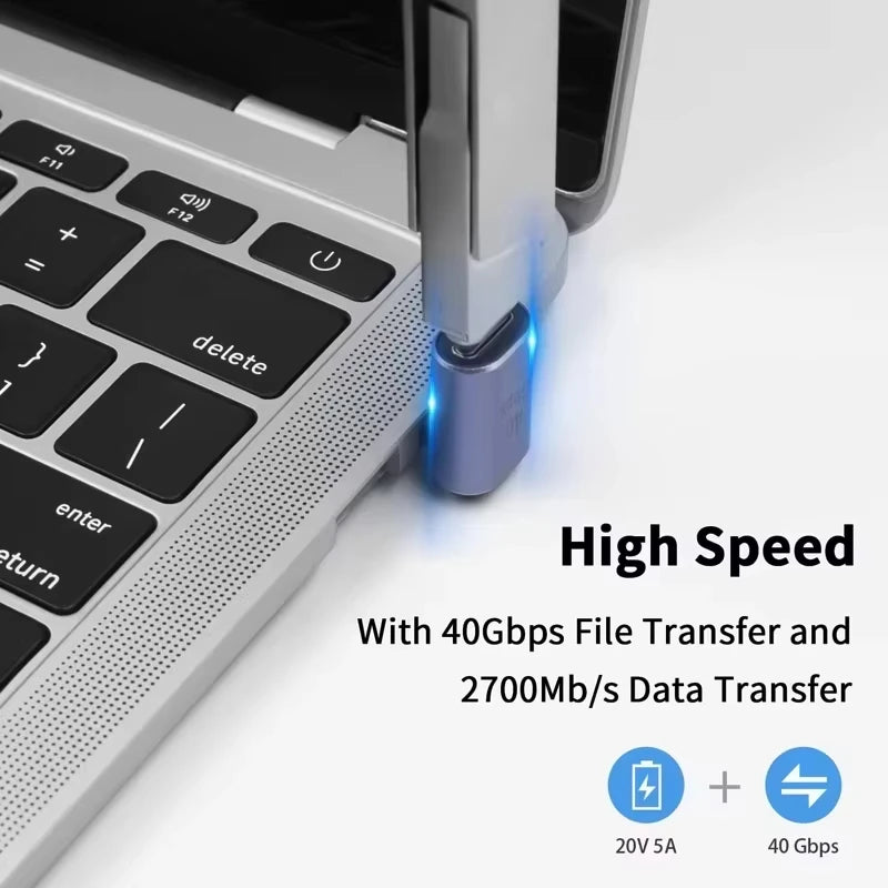 NNBILI USB4.0 40Gbps OTG type C 90 degree 100W 5A USB C to Type C Fast Charging Converter USB C Data Adapter For Macbook 8K60HZ