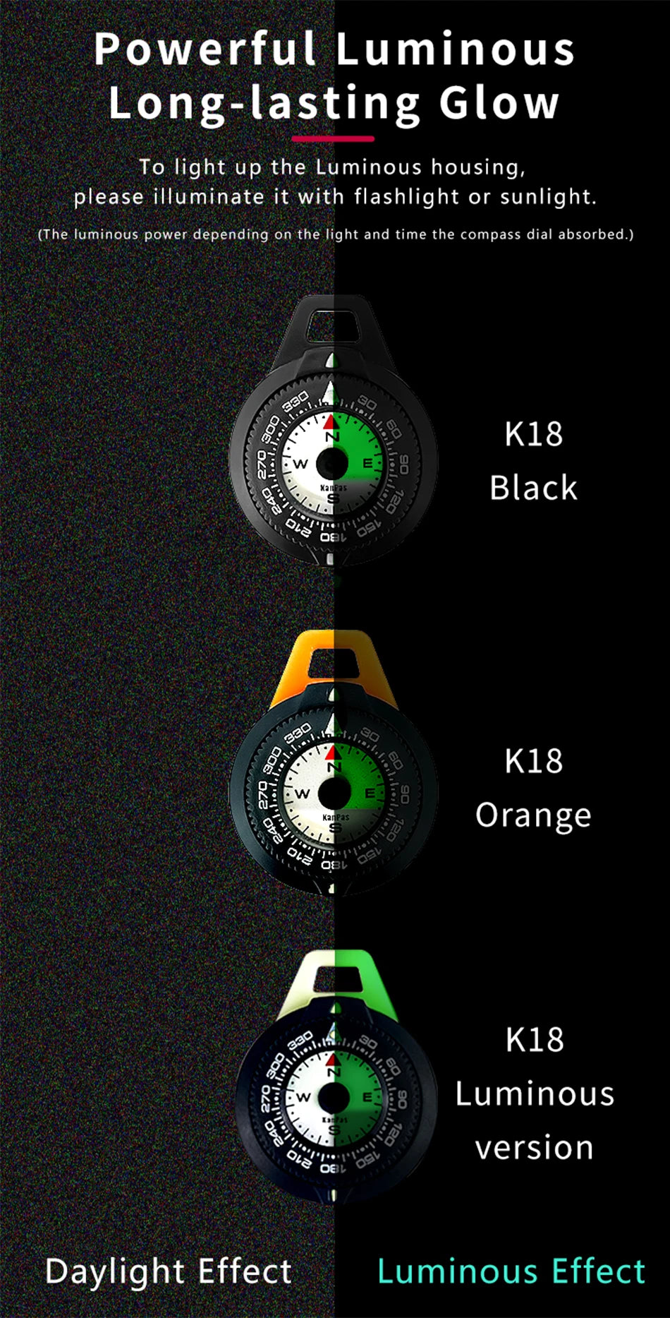 Kanpas EDC Outdoor Compass with Luminous / High Quality Compass / Outdoor Compass / Adventure Compass / K18 / K25