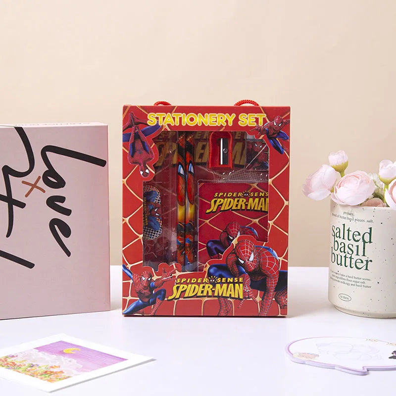 New Cartoom Spiderman Themed Stationery Set for Students with Pencil Pen Sharpener Eraser Ruler - School Supplies Gift