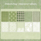 Mr.Paper 20Pcs/Pack Weave Dream Echo Series Card Stock Material Paper Vintage Plaid & Lace for Journal Scrapbook DIY Background
