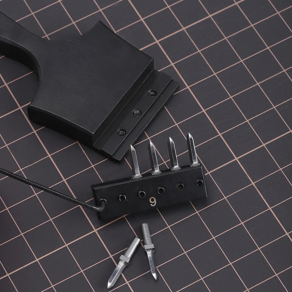 WUTA Multifunctional Leather Hole Punch Round Pricking Iron Stitching Punching Chisel Interchangeable Head Leather Craft Tools