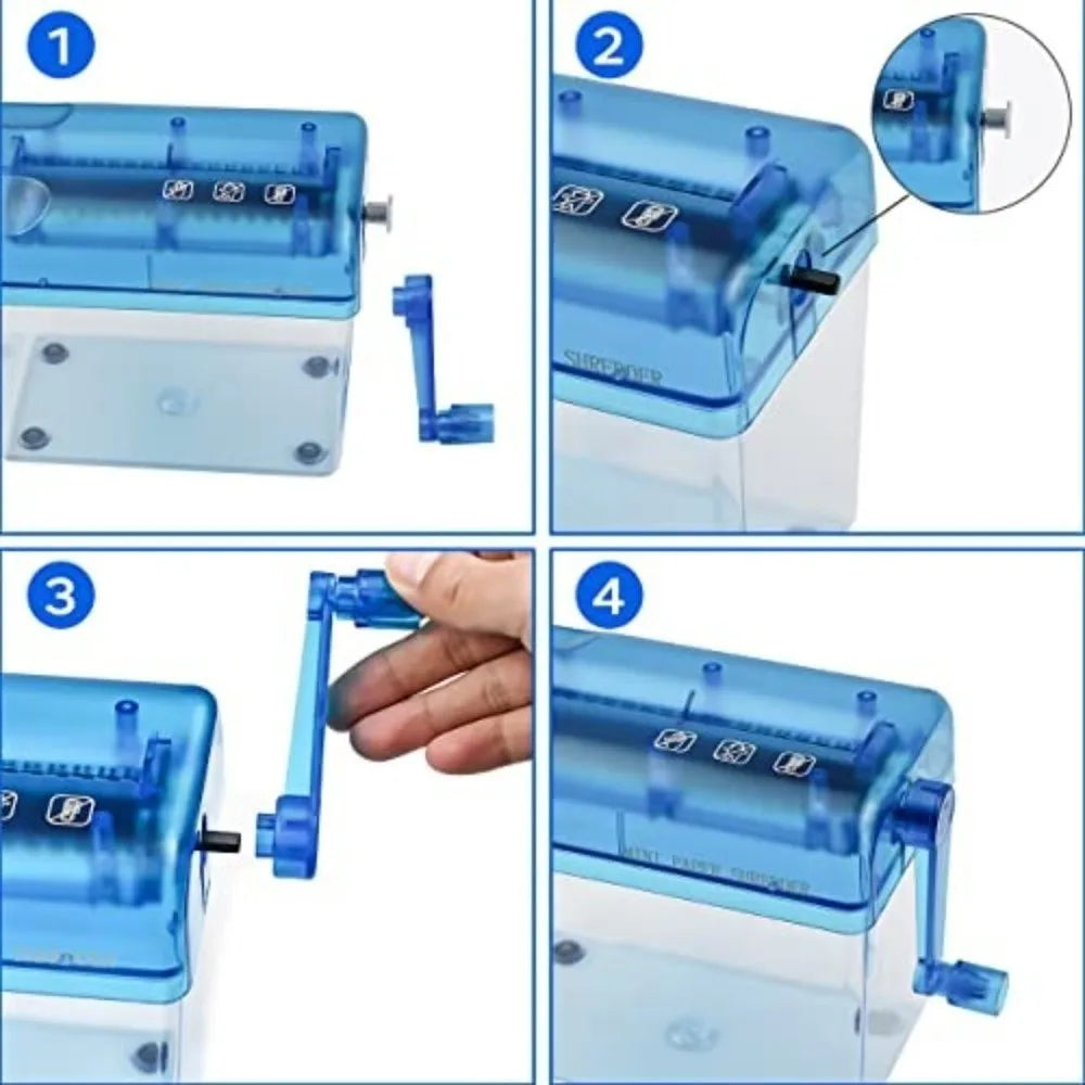 ABS Hand Shredder Hand Crank Transparent Manual Shredder Mini Eco-Friendly Documents Paper Cutting Tool Birthday Gift