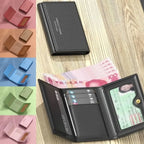 Fashion Leather Men Card Wallets Large Capacity Solid Color Male Purse Multi-card Multifunctional Photo Holder Women