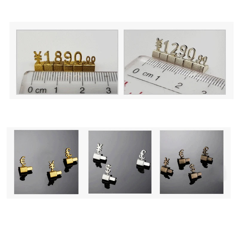 Lot of 10 Metal Mould Assembly Pricing Numbers Stickers Display Tags Digit Cube for Jewelry Shop Counter Price Number Sign Lable