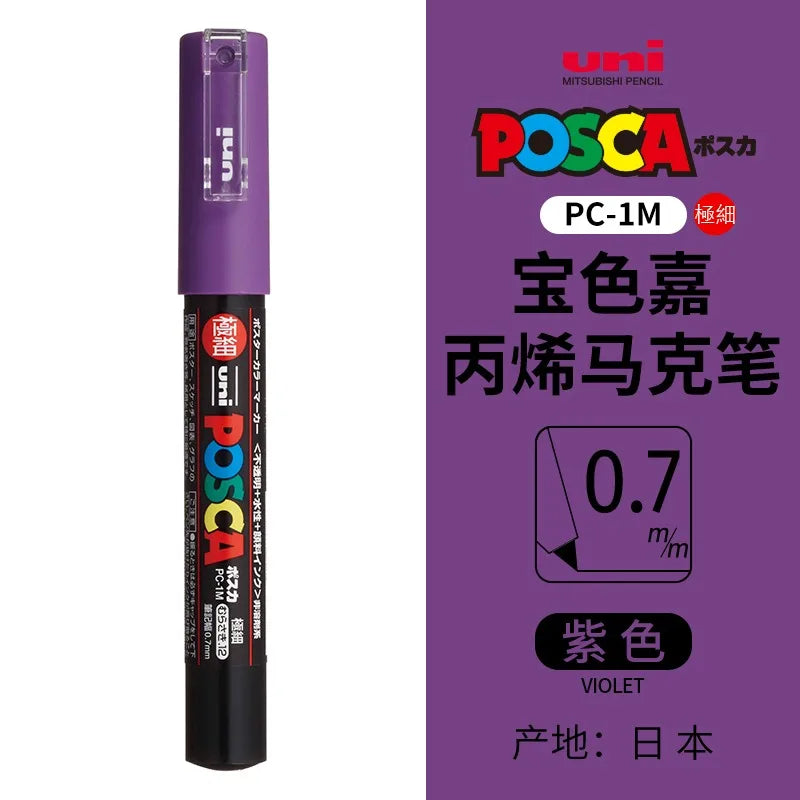 uni POSCA POP Water-Based Marker,Assorted Colors PC-1M/3M/5M 0.7~2.5mm Tips Professional Acrylic Paint Pen for Artists&Designers