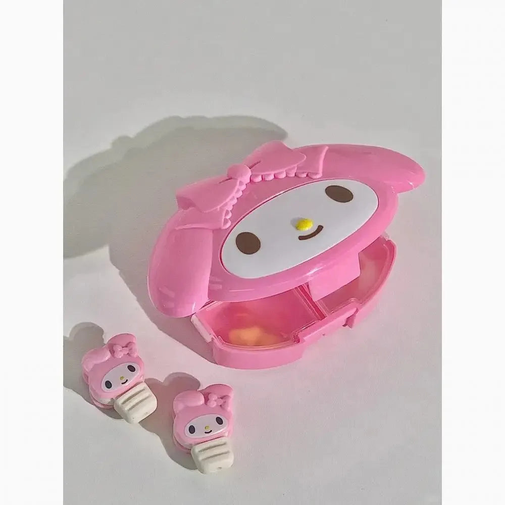Sanrios Mini Pill Box Anime Figures Hellokitty Portable Pill Case Medication Organizer Cute Mymelody Cartoon Daily Dose Box Gift