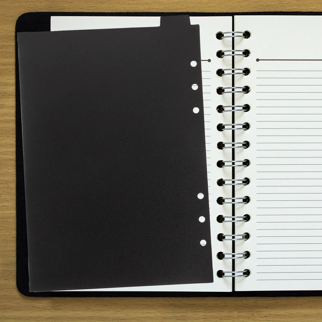 5Pcs A5 Black Page Dividers with Tabs for 6 Ring Binder Sturdy Plastic Index Dividers Binder Organizer for Planner Notebook File