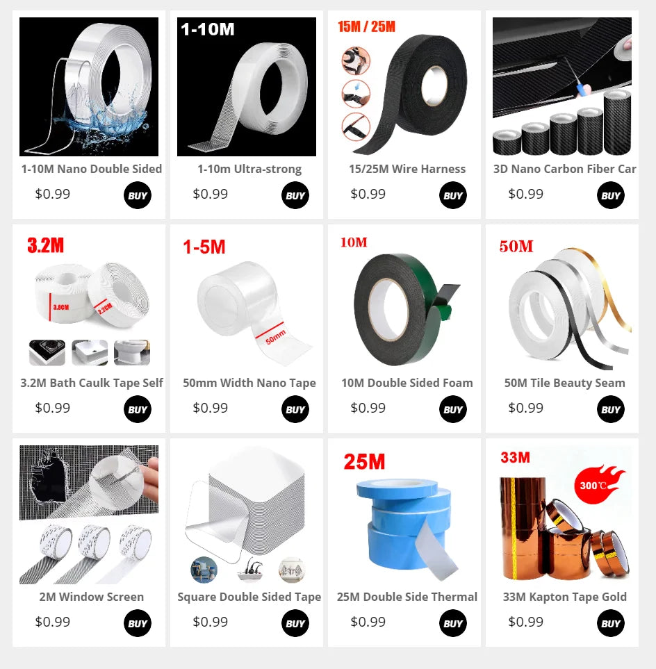 4.5cm*10m Colored Extra Strong Self-adhesive Tape Waterproof Heavy Duty No Residue Craft Duct Tape for DIY Art Packaging Coding