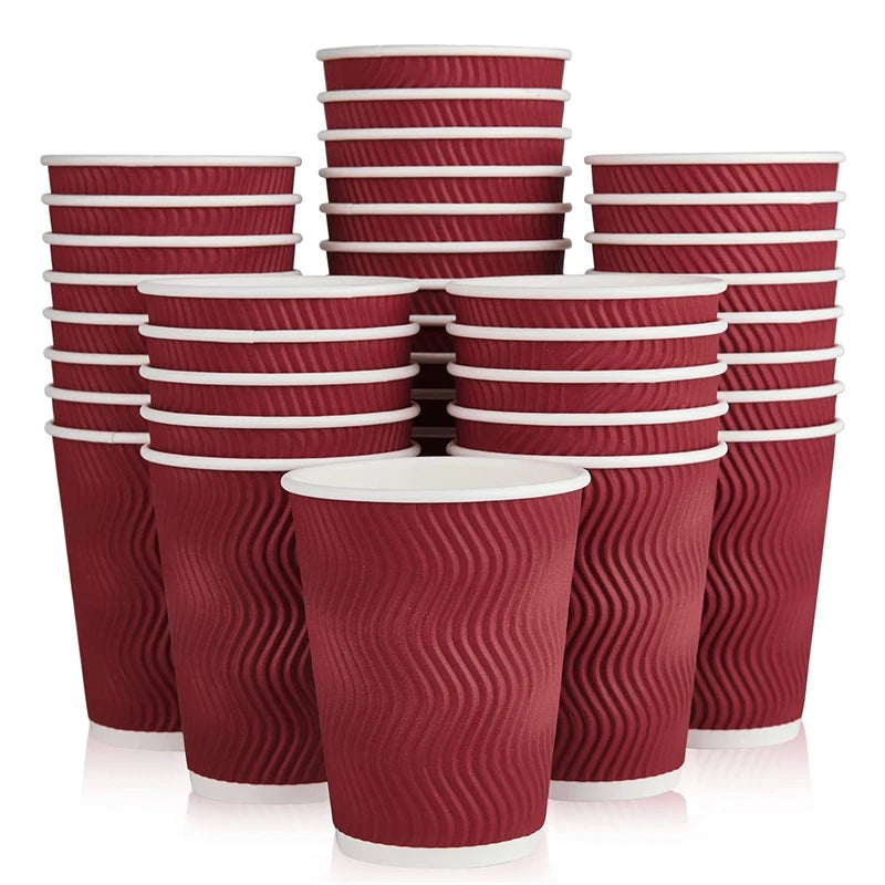 25/50PCS Disposable Corrugated Paper Cups Double-layered Coffee Hot Tea Milk Beverage Paper Cups Party Drinking Accessorie