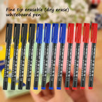 6 Pcs Erasable Whiteboard Pen 0.5/1.0mm Fine Point Black/Blue/Red Ink Blackboard Marker School Office Art Writing Stationery