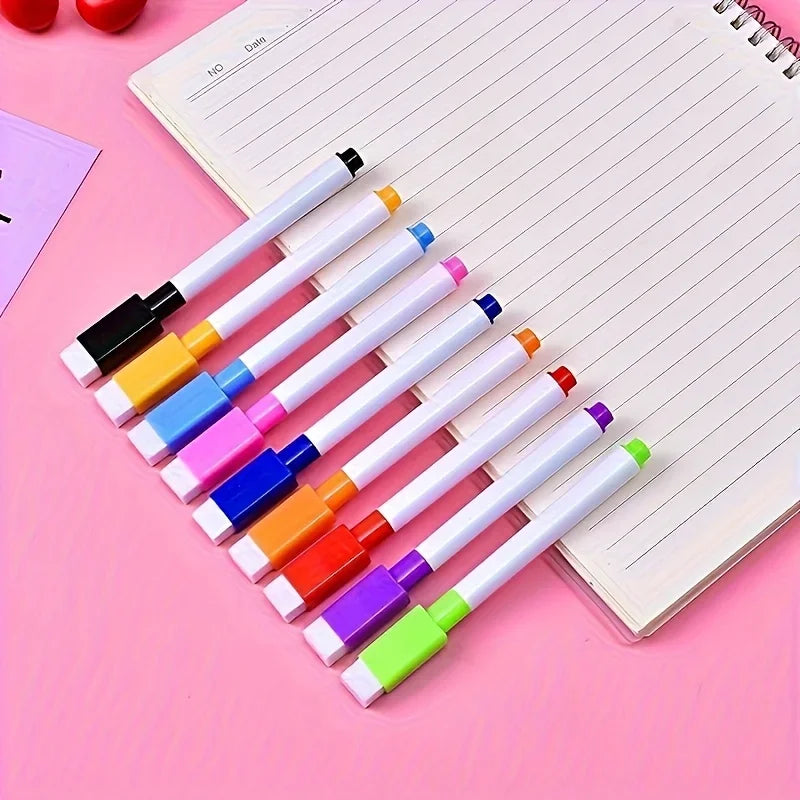 8pcs Dust-Free Dry Erase Markers for Whiteboards - Non-toxic, Quick-drying, Fade-resistant,for Writing on Various Surfaces.