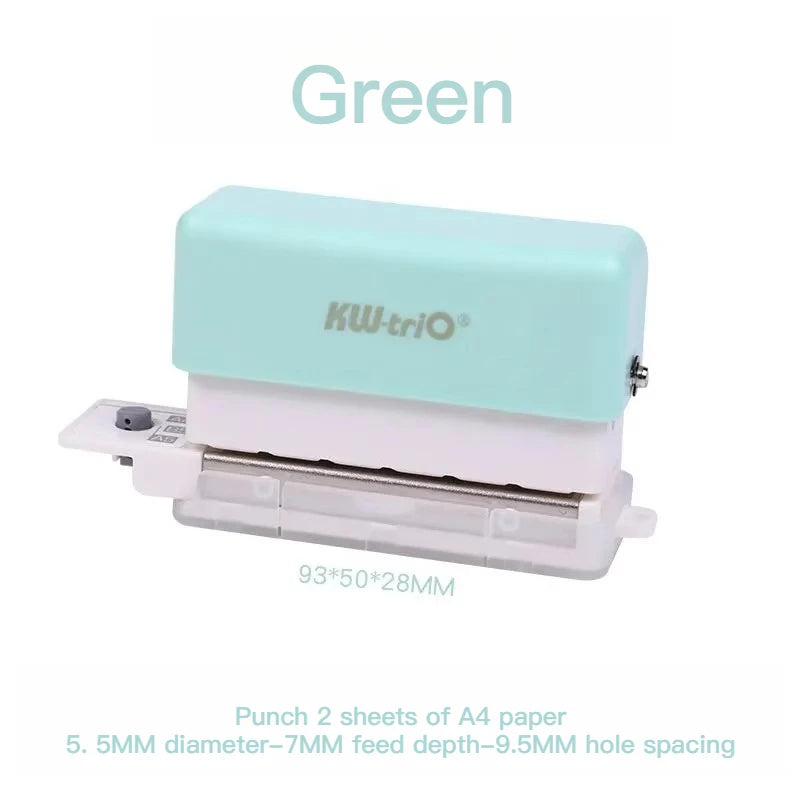 KW-TRIO Mini Portable Multi-Color Punch Hole Binder Punch 6-Hole Punch Multi-Functional Study Organizer Hole Punch